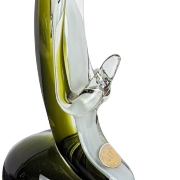 Icet Venezuela Murano Glass Praying Figurine: Green Art Glass Sculpture - Picture 4 of 8